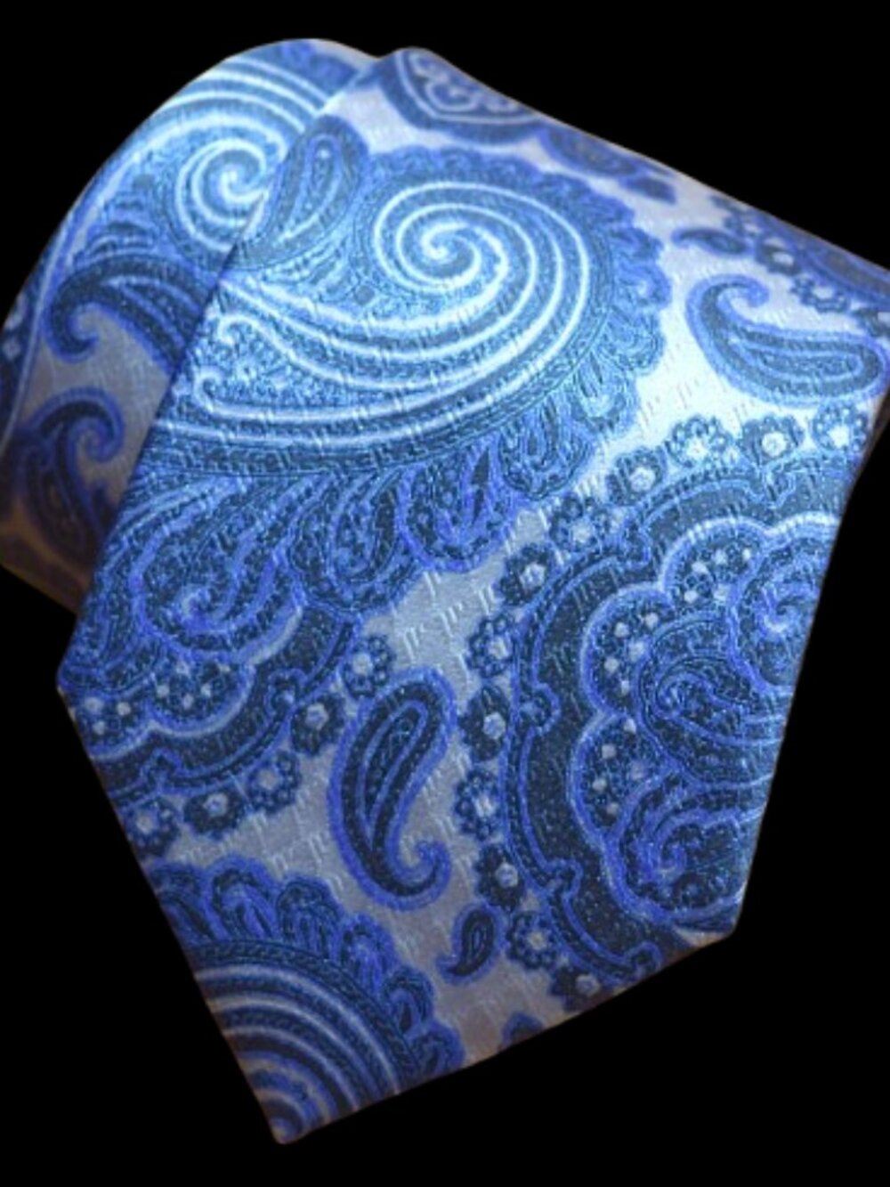 $550 BRIONI Handmade Blue Gray paisley Geometric motif jacquard Silk Tie Italy